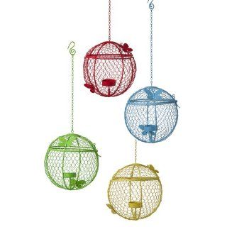 Grasslands Road Garden Shed Metal Sphere Lantern Tealight Holders with Butterfly Embellishments, Blue/Green/Yellow/Red, Set of 4 : Tea Light Holders : Patio, Lawn & Garden