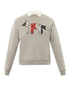 Fox embroidered collared sweatshirt  Maison Kitsune  MATCHES