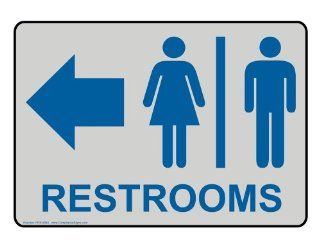 Restrooms Blue on Gray Sign RRE 6984 BLUonPRLGY Restrooms : Business And Store Signs : Office Products