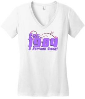 Established 1984 Perfect Since Funny 30th Birthday Juniors V Neck: Clothing