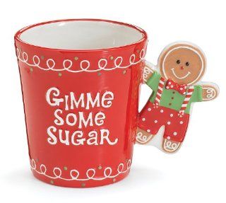 Gingerbread Man Gimme Some Sugar Christmas Coffee Mug, Adorable Gift and Collectible: Kitchen & Dining