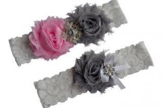 Gray Pink Wedding Bridal Garter Set Lace Keepsake Toss Custom Handmade (White Lace) at  Womens Clothing store: