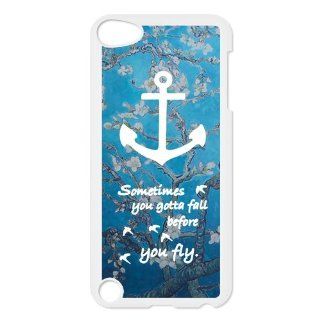 Fashion Funny Anchor Ipod Touch 5th Case Cover Sometimes you gotta fall before you fly Quotes Birds Flower: Cell Phones & Accessories
