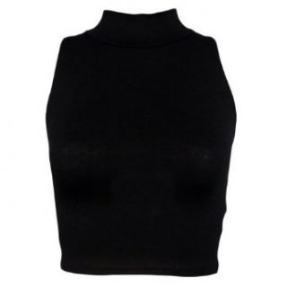 Womens Polo Neck Crop Top at  Womens Clothing store