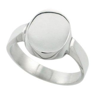 Sterling Silver Oval Signet Ring Solid Back Handmade, sizes 8   13: Jewelry