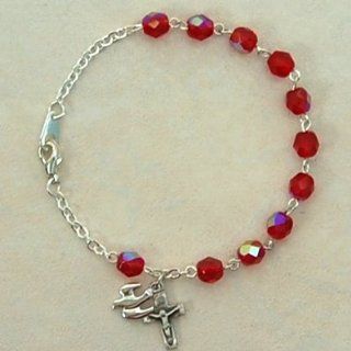 6MM RED HOLY SPIRIT BRACELET Necklace Catholic Christian Religious Cross Crucifix: Jewelry