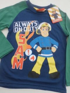 Feuerwehrmann Sam / Fireman Sam Sweat Shirt langarm grn/blau mit Druck Gr. 98 / 104: Bekleidung