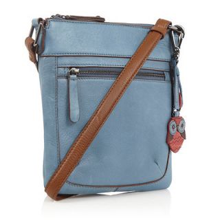 Mantaray Blue leather stitch pocket cross body bag