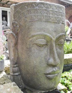 Wasserspiel Khmer Kopf, 84 cm hoch, Steinguss als Brunnen Buddha: Küche & Haushalt