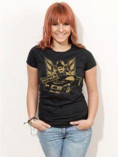 BIGTIME Damen T Shirt Bandit Burt Reynolds Ein ausgekochtes Schlitzohr Shirt schwarz E127 girly: Bekleidung