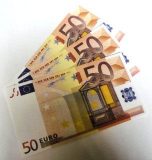 1 Stck '50er Euro Ersatz Schein' 125%, einseitig, Spielgeld (braun): Spielzeug