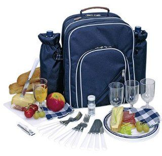 Picknickrucksack Picknicktasche mit Inhalt fr 4 Personen mit integrierter Khltasche: Koffer, Ruckscke & Taschen