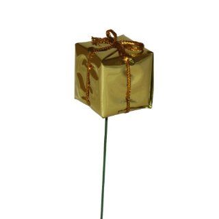 10 kleine Geschenke   Sticks mit Steckdraht , Pckchenstecker, Weihnachten, zum Basteln und Gestalten, Floristik   Gestecke, 2,5 x 2,5 cm, golden: Küche & Haushalt