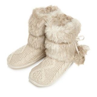 RJR.John Rocha Designer beige knitted slipper boots