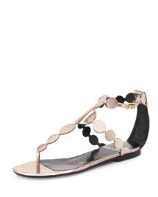 Pierre Hardy Metallic Circle Leather Sandal, Champagne