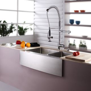 Kraus 32.9 x 20.75 Farmhouse Kitchen Sink with Faucet and Soap
