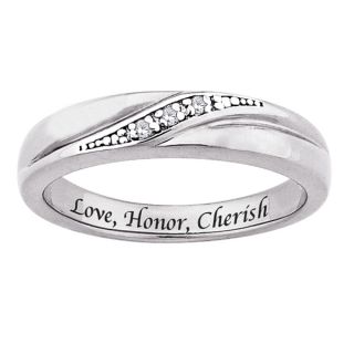 Sterling Silver Diamond Accent Love, Honor, Cherish Engraved Ring