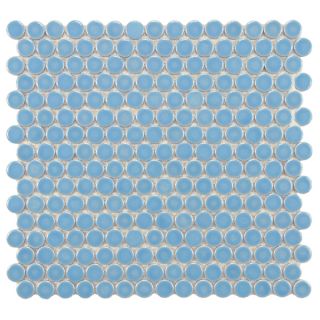 SomerTile 12.25x12 in Penny 3/4 in Lite Blue Porcelain Mosaic Tile