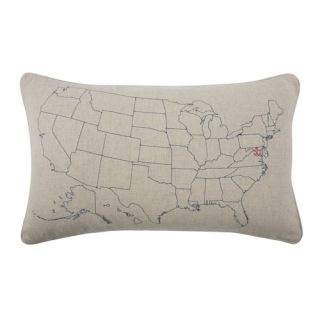 Embroidered USA Flax Lumbar Pillow by Thomas Paul