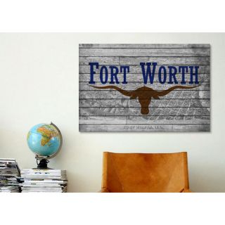 Fort Worth, Texas Flag   Grunge Vintage Map Graphic Art on Canvas by