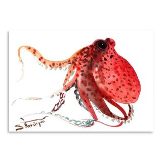 Americanflat Octopus Deep by Suren Nersisyan Painting Print in Red