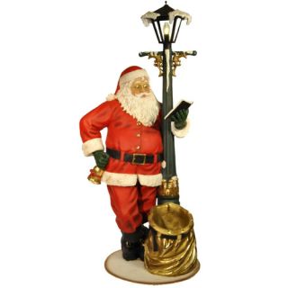 Queens of Christmas Santa Claus Looking at the Lamp Post Figurine