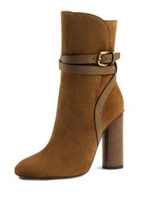 Gucci Suede Ankle Strap Boot, New Marron