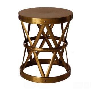 Hammered Drum Table / Stool Brass Antique Medium   17095904