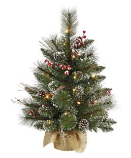 Vickerman Snow Tip Pine / Berry Full Flocked White Pre lit Christmas Tree   Christmas Trees