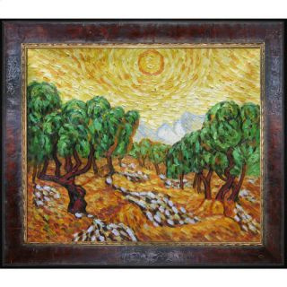 Olive Trees with Yellow Sun and Sky Canvas Art by Tori Home