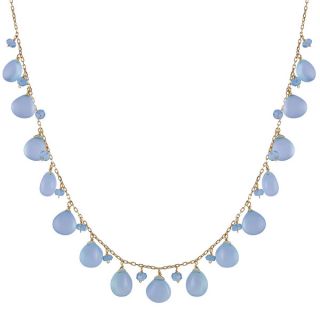 14k Yellow Gold Apatite and Dyed Blue Chalcedony Necklace  