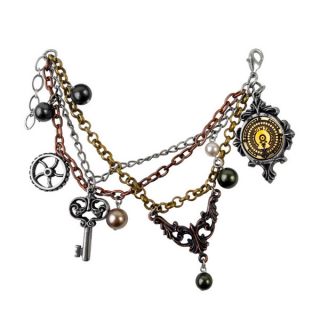Tri Toned English Pewter with Brass Inlay and Swarovski Pearls Mrs