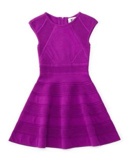 Milly Minis Textured Knit Swing Dress, Purple, Size 4 7