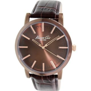 Kenneth Cole Mens KC8044 Brown Leather Quartz Watch with Brown Dial