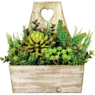 Boston International Succelents and Florals in Wood Pail