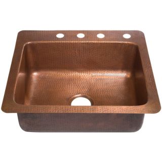 Sinkology Monet Farmhouse Apron Front Copper Sink 25 inch Single Bowl