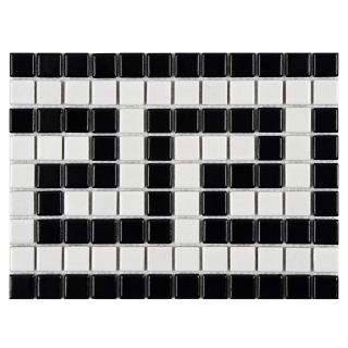 SomerTile 8 x 10.5 inch Victorian Greek Key Matte White and Black