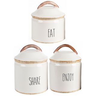 Mr. Food Test Kitchen 3 piece Ceramic Canister Set: EAT, SHARE and