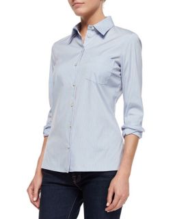 Michael Kors Collection Classic Button Down Shirt, Ice Stripe