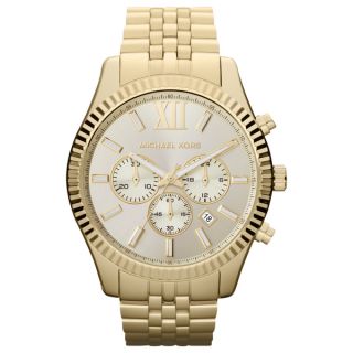 Michael Kors Mens MK8281 Gold Tone Fluted Bezel Chronograph Watch