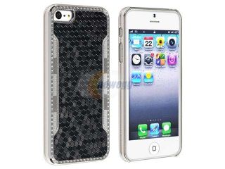 Insten Snap on Case Cover Compatible with Apple iPhone 5 Black Snake Leather Rear