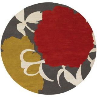Chandra Thomaspaul Grey/Cream/Gold/Red 7 ft. 9 in. Indoor Round Area Rug T PERG 79RD