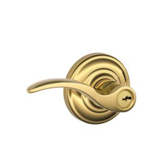 Schlage Andover Collection Bright Brass St. Annes Keyed Entry Lever F51A STA 505 AND