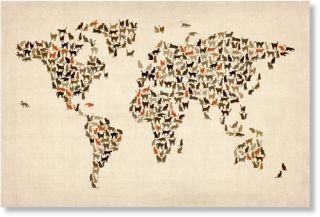 World Map of Cats by Michael Tompsett Wall Art   Wall Art