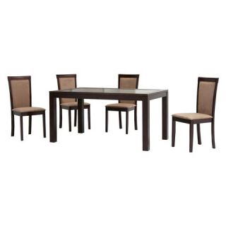 Abbyson Living Milo Wood and Glass Dining Table in Brown