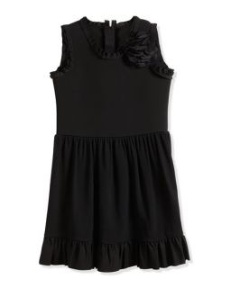 Lanvin Sleeveless Fit and Flare Dress w/ Flower, Black, Sizes 4 6