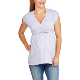 Oh! Mamma Maternity Short Sleeve Heart Print Surplice Shirt