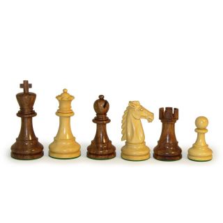 Sheesham and Boxwood Double Weighted Mustang Chess Pieces   3.75 in. King   Chess Pieces