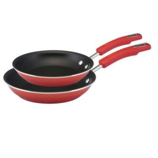 Rachael Ray Hard Enamel Cookware Twin Pack: 9.25 in. and 11 in. Skillets, Red Two Tone 11649