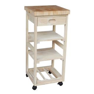 Unfinished Solid Parawood Kitchen Trolley   Shopping   Great